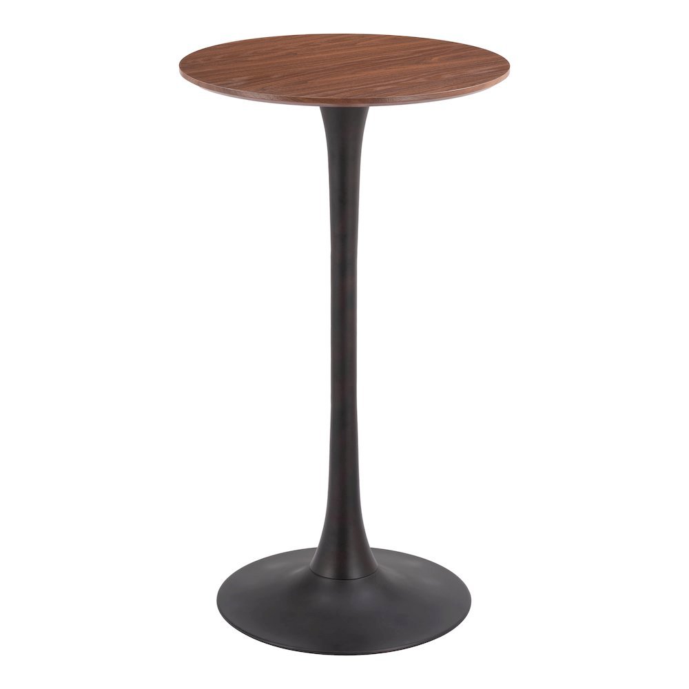 Brown Round Bistro Table, Small High Top Bar Table for Patio Use