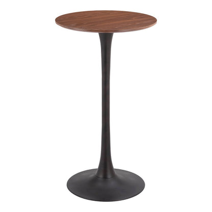 Brown Round Bistro Table, Small High Top Bar Table for Patio Use