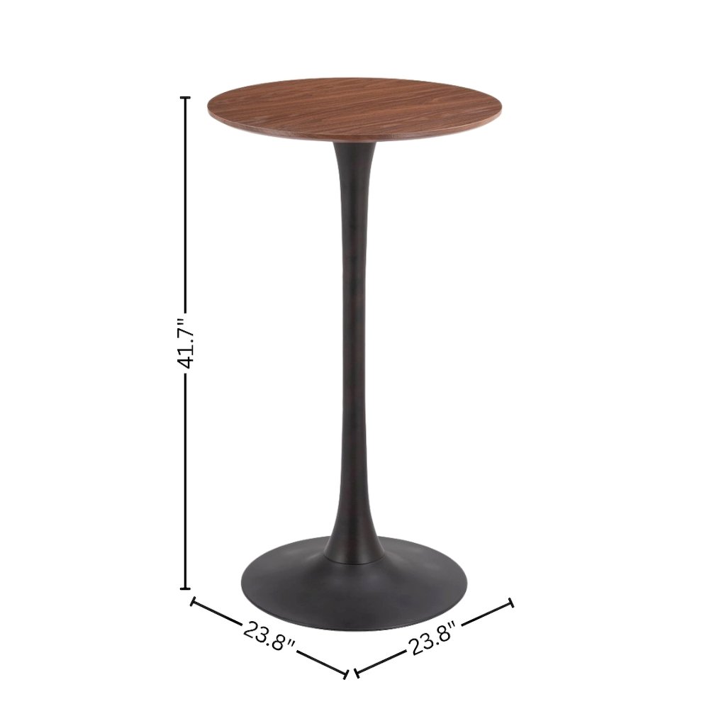 Brown Round Bistro Table, Small High Top Bar Table for Patio Use