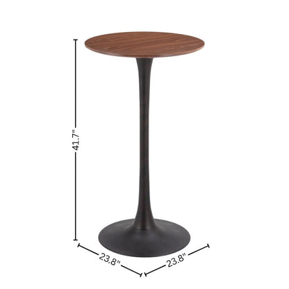 Brown Round Bistro Table, Small High Top Bar Table for Patio Use