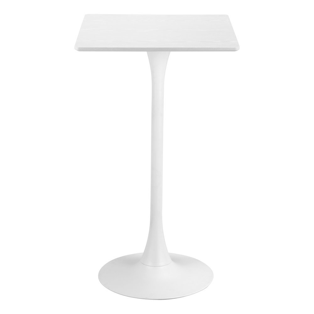 White Outdoor Bar Table, Tall Cocktail Table for Patio or Terrace Use