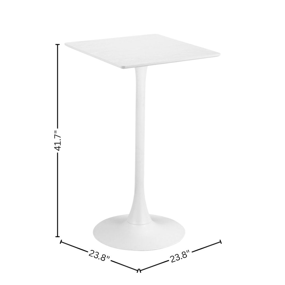 White Outdoor Bar Table, Tall Cocktail Table for Patio or Terrace Use