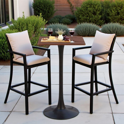 Brown Outdoor Bar Table, Tall Cocktail Table for Patio or Balcony Use