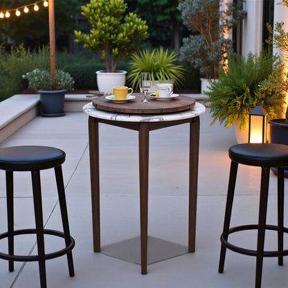 White Round Bistro Table, Small High Top Bar Table for Patio Dining