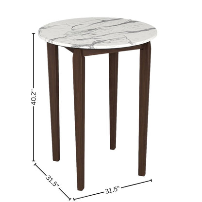 White Round Bistro Table, Small High Top Bar Table for Patio Dining
