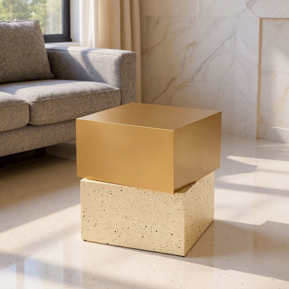 Cinza Side Table Gold & Beige