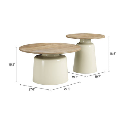 Lireen Coffee Table Set (2-Piece) Natural & Ivory