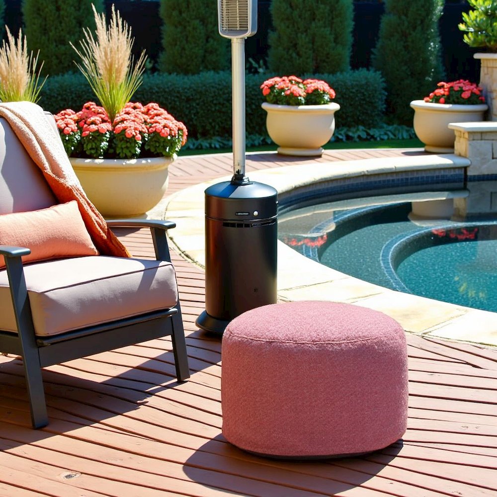 Red Outdoor Pouf Ottoman, Weather-Ready Patio Ottoman for Seating