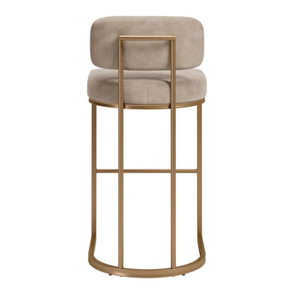 Velar Barstool (Set of 2) Beige & Bronze