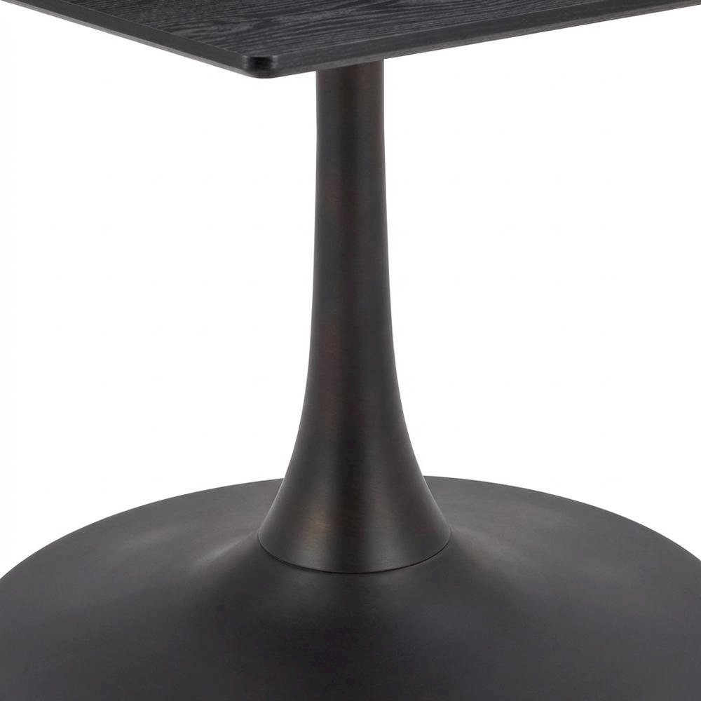 Black outdoor bar table with modern square design and steel frame