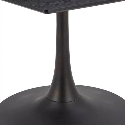 Black outdoor bar table with modern square design and steel frame