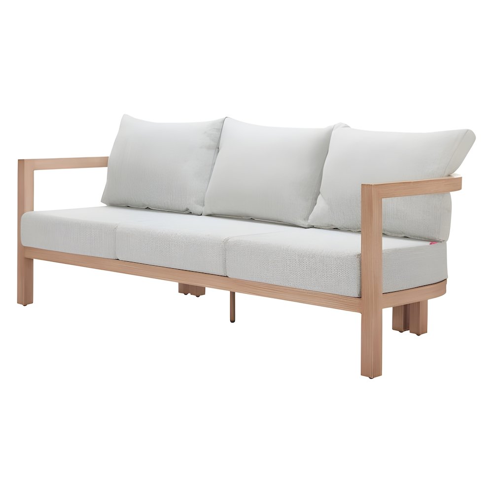 Gray Patio Couch, Outdoor Sofa With Aluminum Frame and 3-Seat Cushion Design