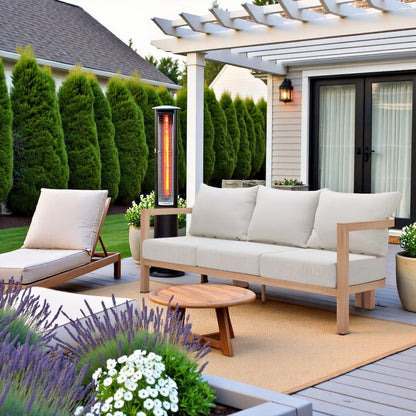 Gray Patio Couch, Outdoor Sofa With Aluminum Frame and 3-Seat Cushion Design
