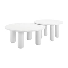 White Aluminum Round Coffee Table Set 2-Piece with Modern Design