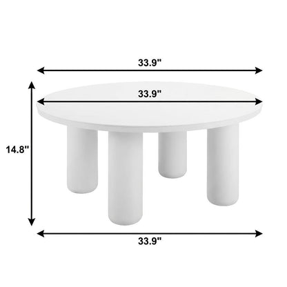 White Aluminum Round Coffee Table Set 2-Piece with Modern Design