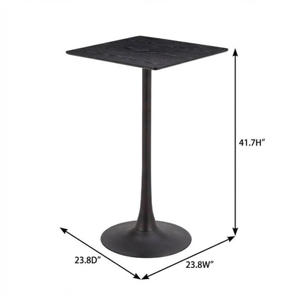 Black outdoor bar table with modern square design and steel frame