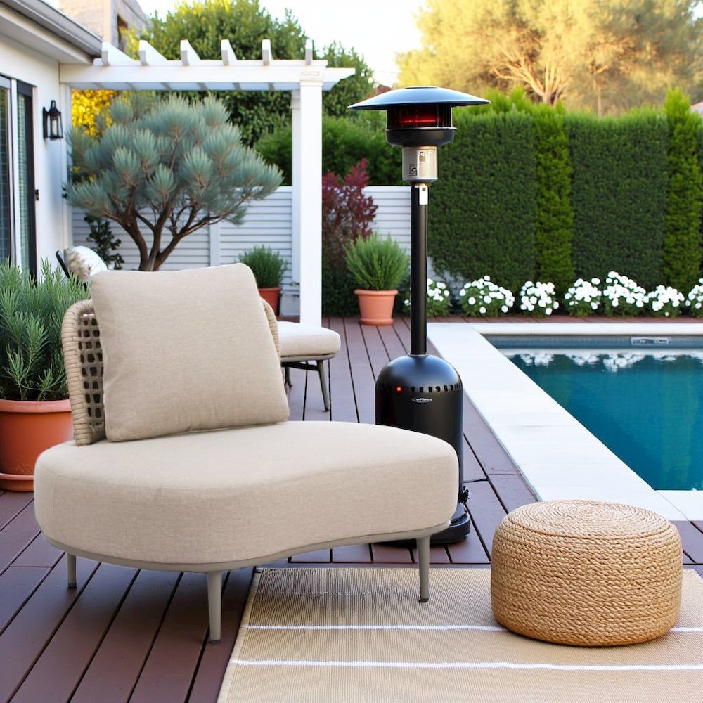 Beige Outdoor Club Chair, Wide Cushioned Patio Chair for Relaxation