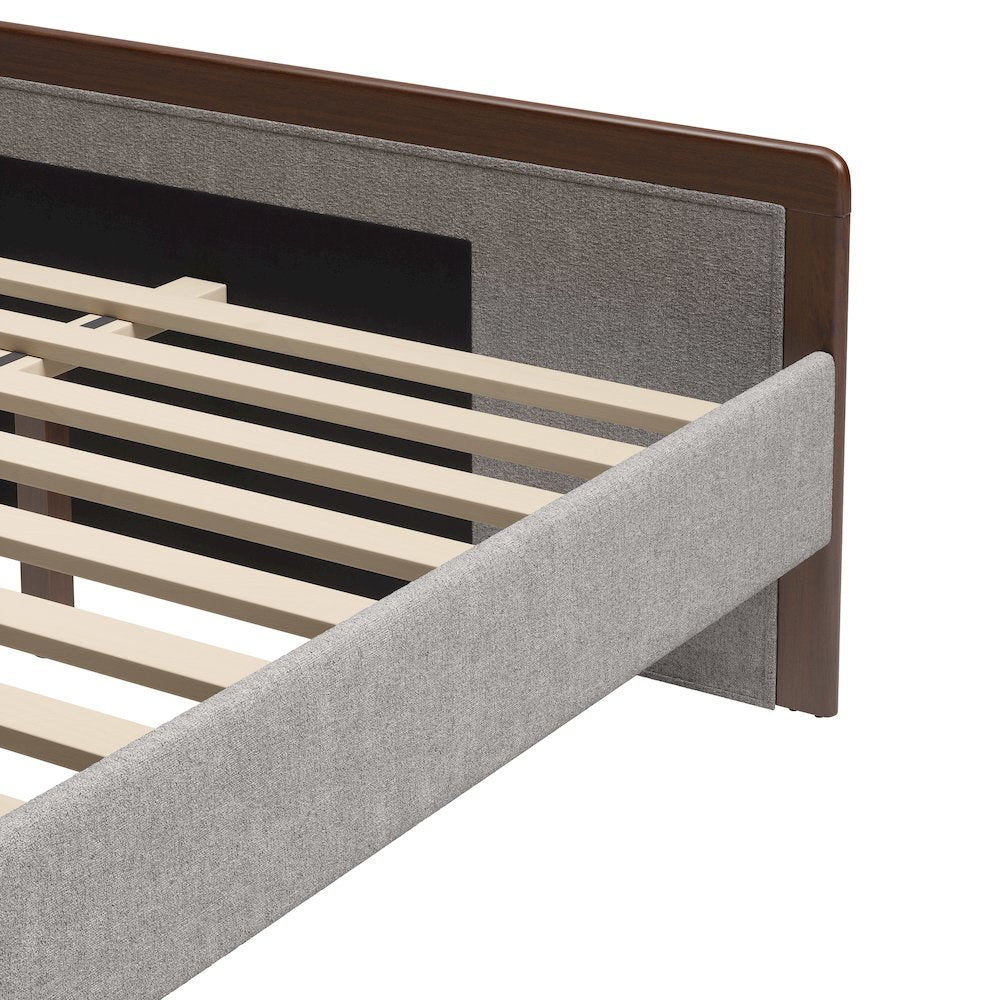 Somune Queen Bed Gray & Walnut