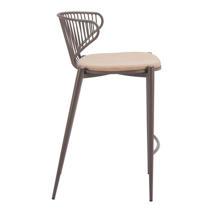 Silues Counter Stool (Set of 2) Taupe & Brown
