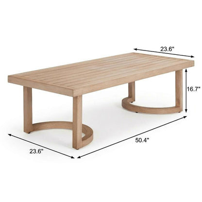 Brown Aluminum Coffee Table with Modern Rectangle Top and Lightweight Design