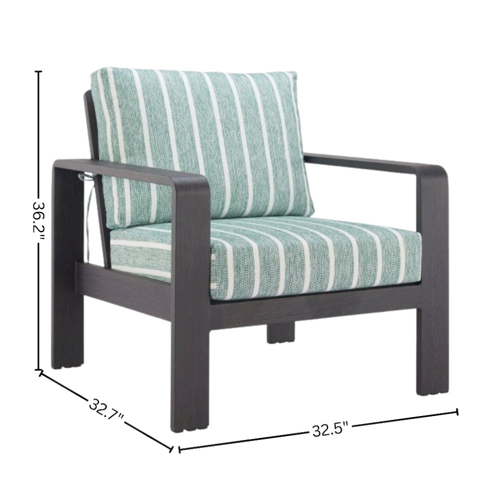 Green Aluminum Outdoor Chair, Modern Patio Seating for Garden or Deck