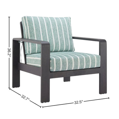 Green Aluminum Outdoor Chair, Modern Patio Seating for Garden or Deck