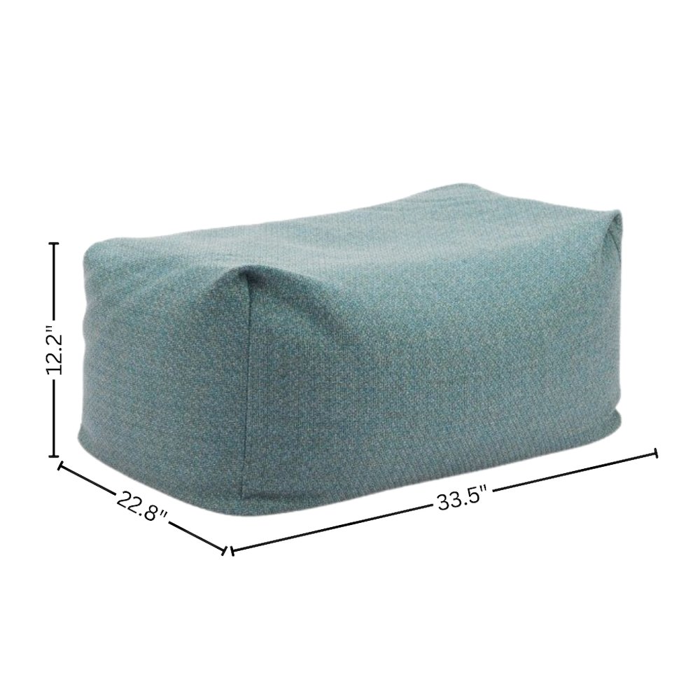 Green Outdoor Pouf Ottoman, Patio Ottoman for Garden or Deck Seating