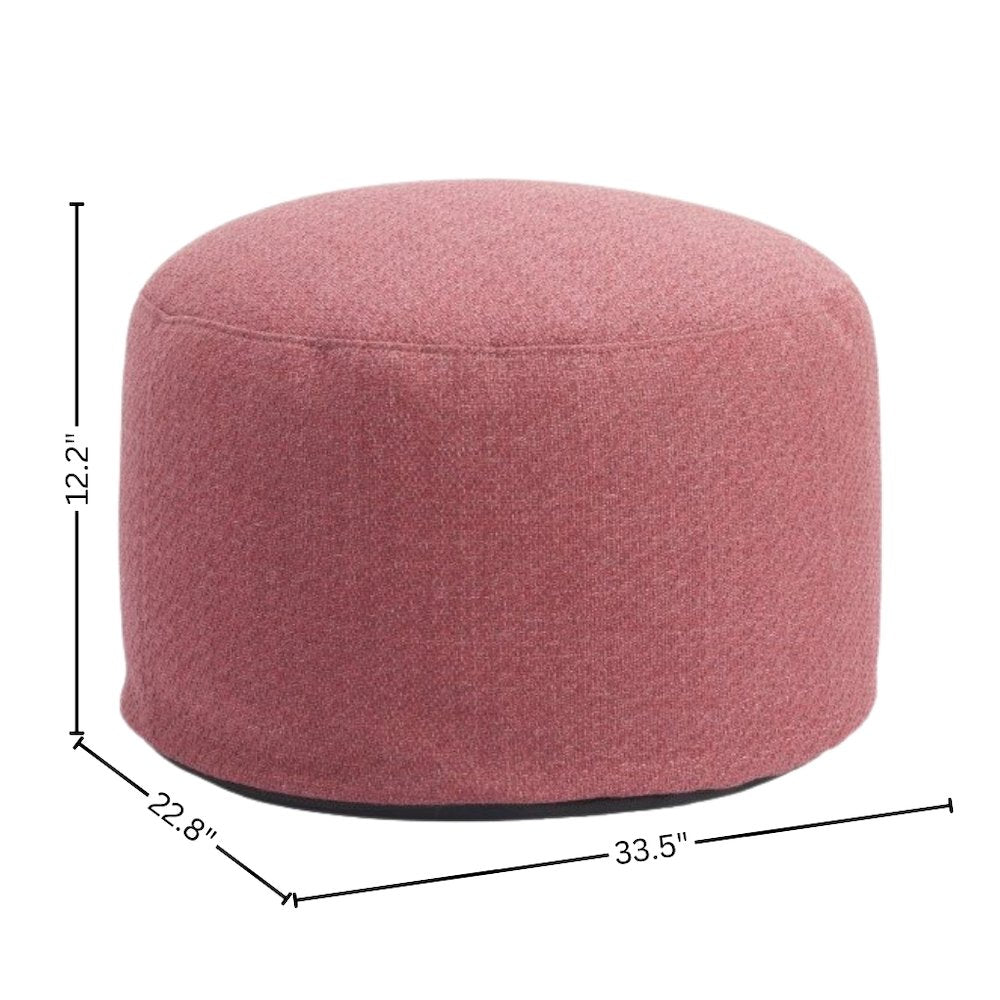 Red Outdoor Pouf Ottoman, Weather-Ready Patio Ottoman for Seating
