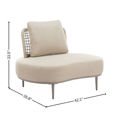 Beige Outdoor Club Chair, Wide Cushioned Patio Chair for Relaxation