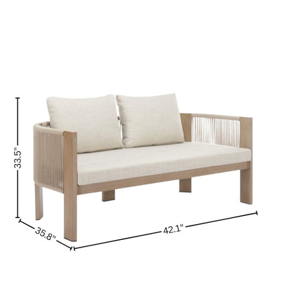 Beige Outdoor Sofa for Patios With Cushions, Aluminum Frame, 2-Seat Design
