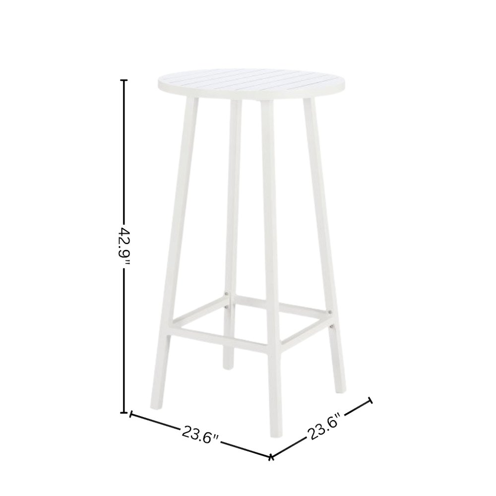 White Small Round Bistro Table, High Top Outdoor Table for Patios