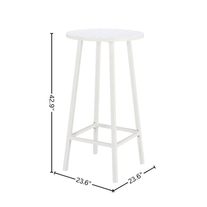 White Small Round Bistro Table, High Top Outdoor Table for Patios
