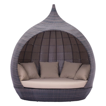 Brown Outdoor Daybed With Canopy, Patio Bed Lounger for Poolside Use