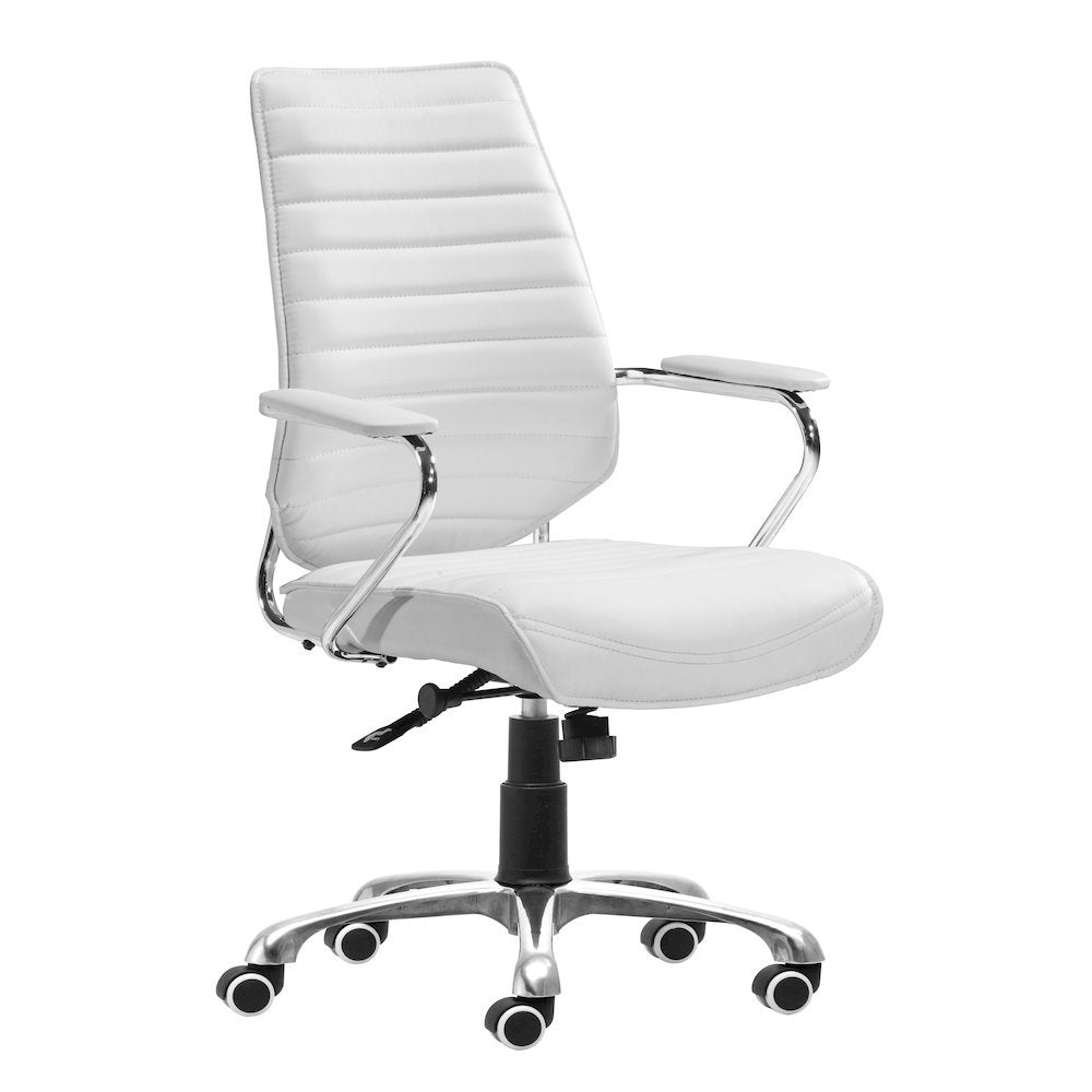 Low Back Office Chair, White, Tufted, Tilt Function, Swivel