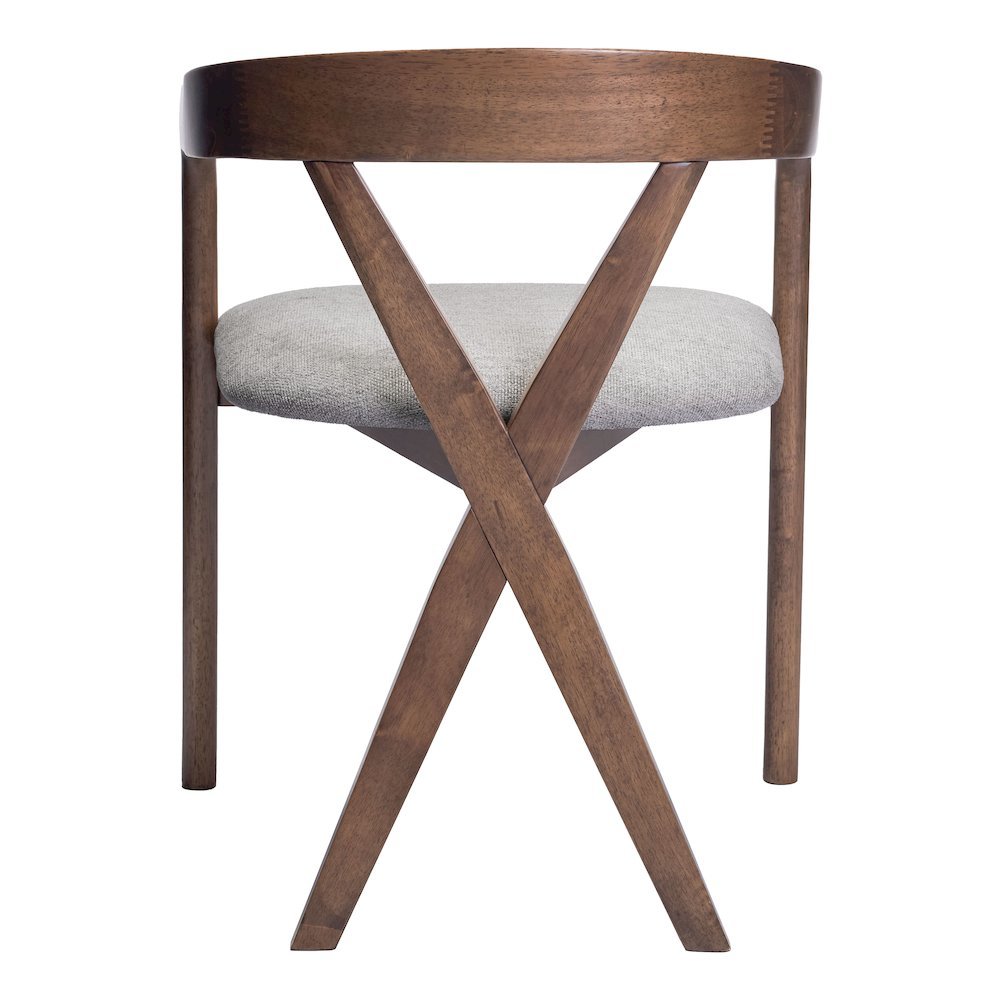 Dining Chair, Dove Gray Polyester Linen Fabric, Rubberwood Legs