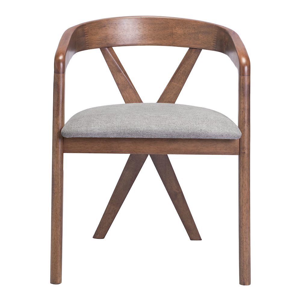 Dining Chair, Dove Gray Polyester Linen Fabric, Rubberwood Legs