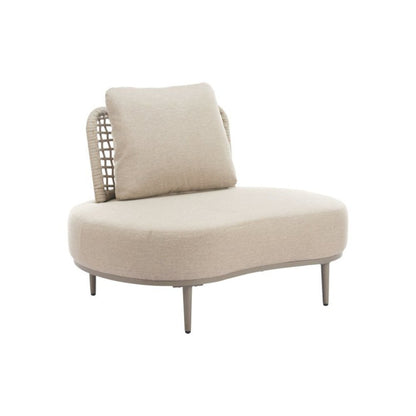 Beige Outdoor Club Chair, Wide Cushioned Patio Chair for Relaxation