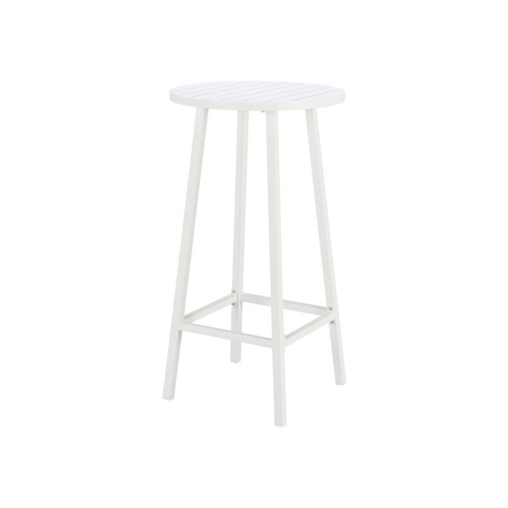 White Small Round Bistro Table, High Top Outdoor Table for Patios