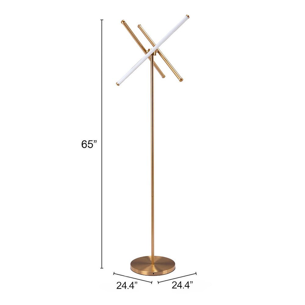 Floor Lamp, Brass, Works with Dimmer, Steel and Silicone