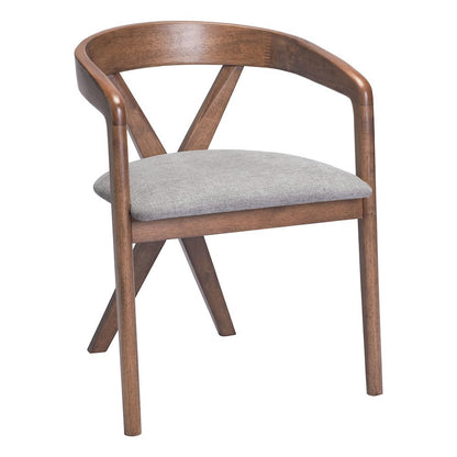 Dining Chair, Dove Gray Polyester Linen Fabric, Rubberwood Legs