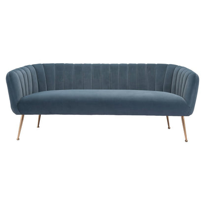 Sofa, Gray Velvet Fabric, 3-Seater, Steel Legs, Armrest Support