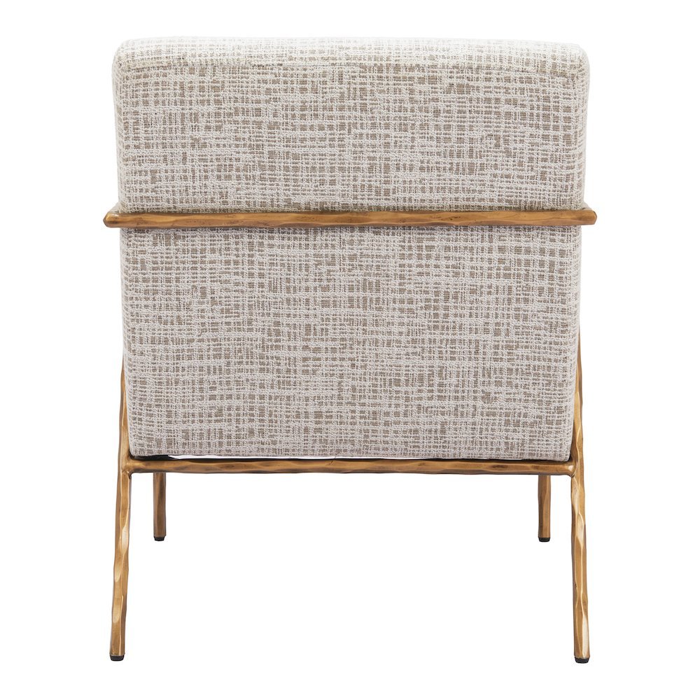 Accent Chair, Beige Frost Fabric, Forged Steel Legs