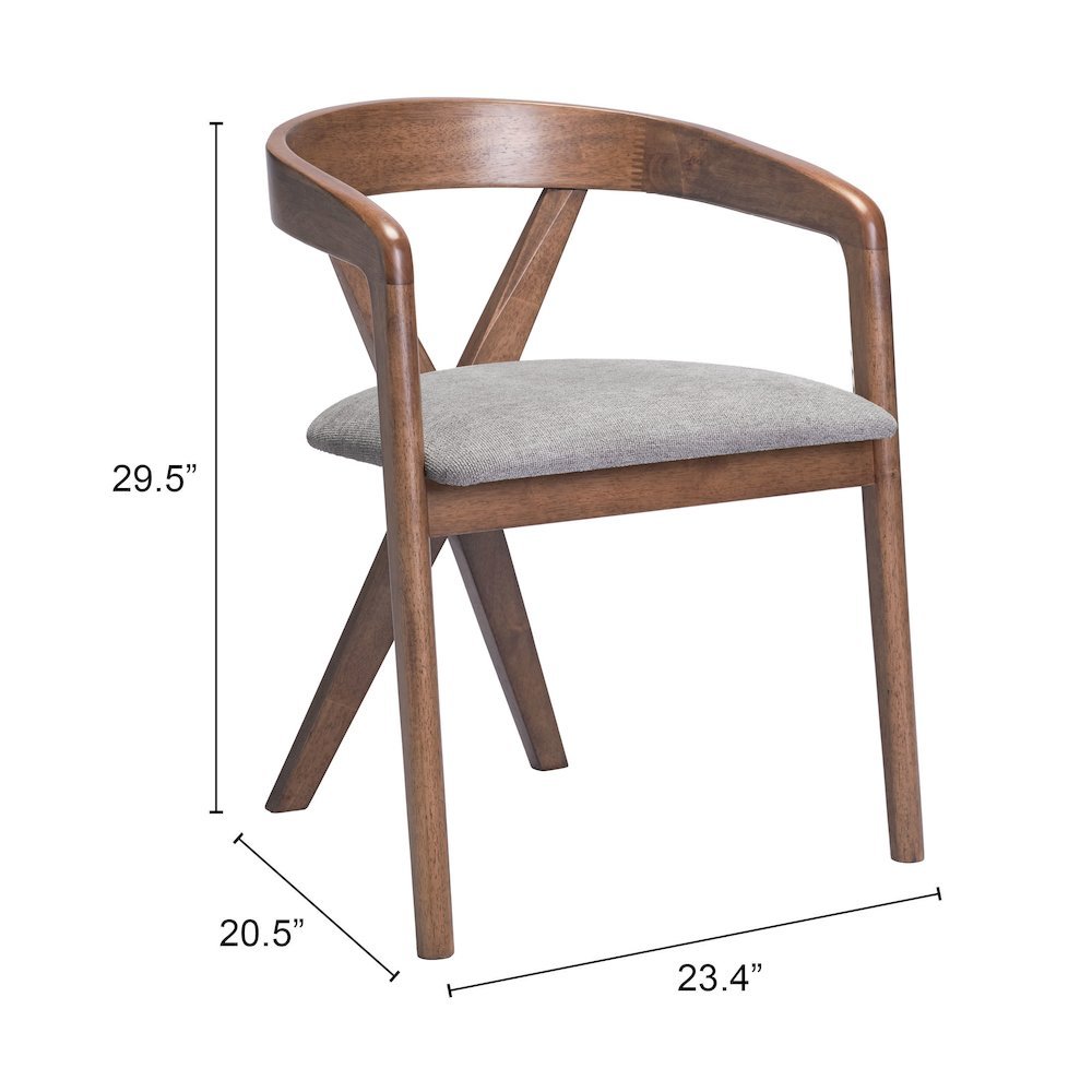 Dining Chair, Dove Gray Polyester Linen Fabric, Rubberwood Legs