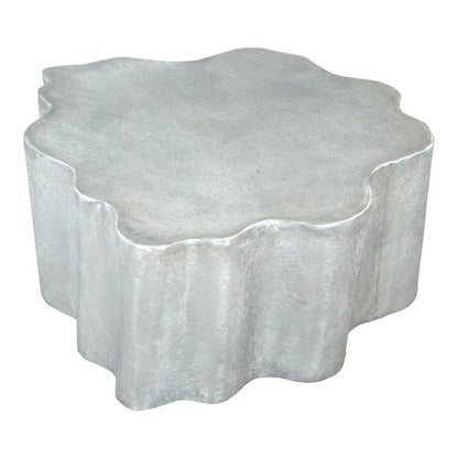 Coffee Table, Antique Silver, Round Aluminum, 90 lb Support
