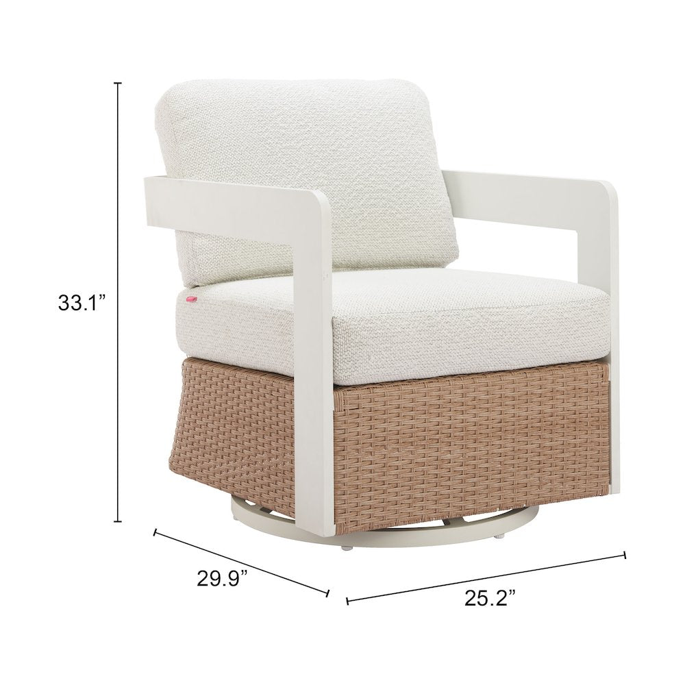 Gelo Swivel Chair White & Brown