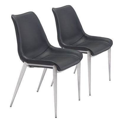 Magnus Dining Chair (Set of 2) Black & Silver