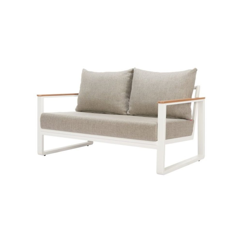 Brown Outdoor Loveseat, Small Patio Sofa With Aluminum Frame Design