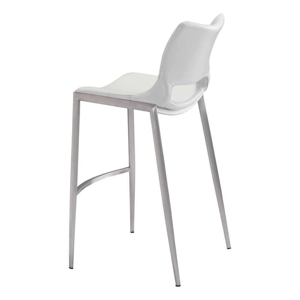 Ace Barstool (Set of 2) White & Silver