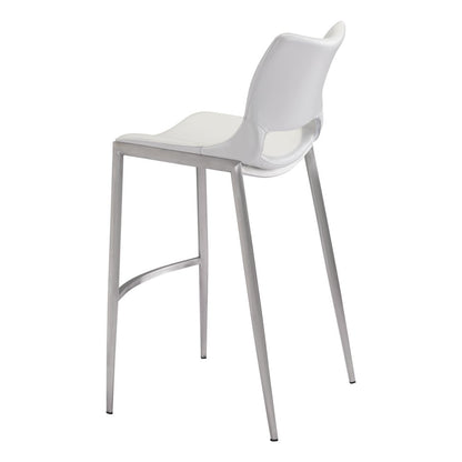 Ace Barstool (Set of 2) White & Silver