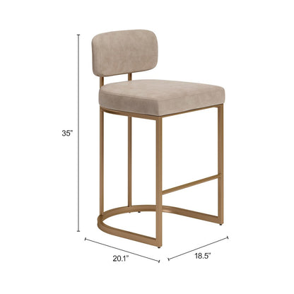 Velar Counter Stool (Set of 2) Beige & Bronze
